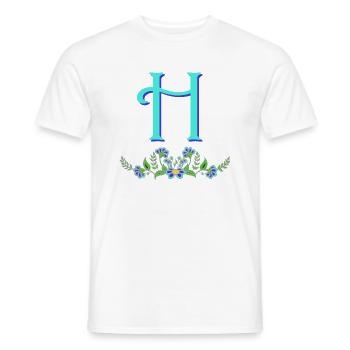flower blue h - Men's T-Shirt - white - Front - AI Model Male 178 dark (178cm)