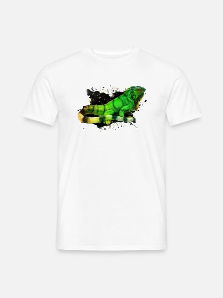 Retro Leguan Farbe Spritzer Reptilien Keeper Eidechse - Männer T-Shirt - Weiß