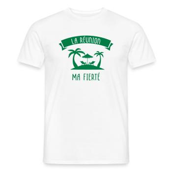La Réunion Ma Fierté - T-shirt homme - blanc - Devant - AI Model Male 178 dark (178cm)
