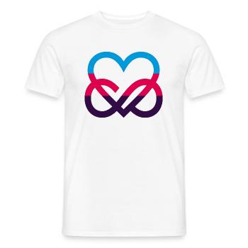 Polyamour Fierté Flag Coeur Infinity Heart - T-shirt homme - blanc - Devant - AI Model Male 178 dark (178cm)