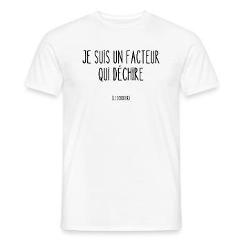 facteur qui déchire le courrier - T-shirt homme - blanc - Devant - AI Model Male 178 dark (178cm)