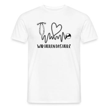 Herzformiges Stethoskop: Wir heilen das Herz - Männer T-Shirt - Weiß - Vorne - AI Model Male 178 dark (178cm)