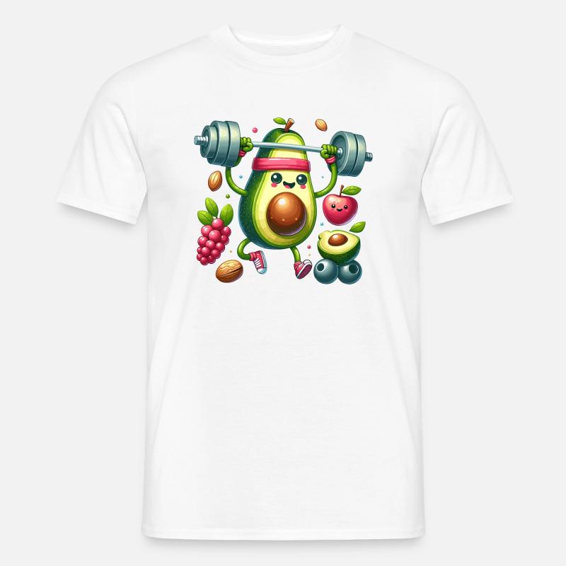 Avocado Workout Spaß - Männer T-Shirt - Weiß
