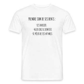 comment prendre soin de ses dents - T-shirt homme - blanc - Devant - AI Model Male 178 dark (178cm)
