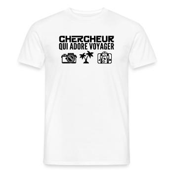 Voyageurs & Chercheurs : Passion & Découverte - T-shirt homme - blanc - Devant - AI Model Male 178 dark (178cm)