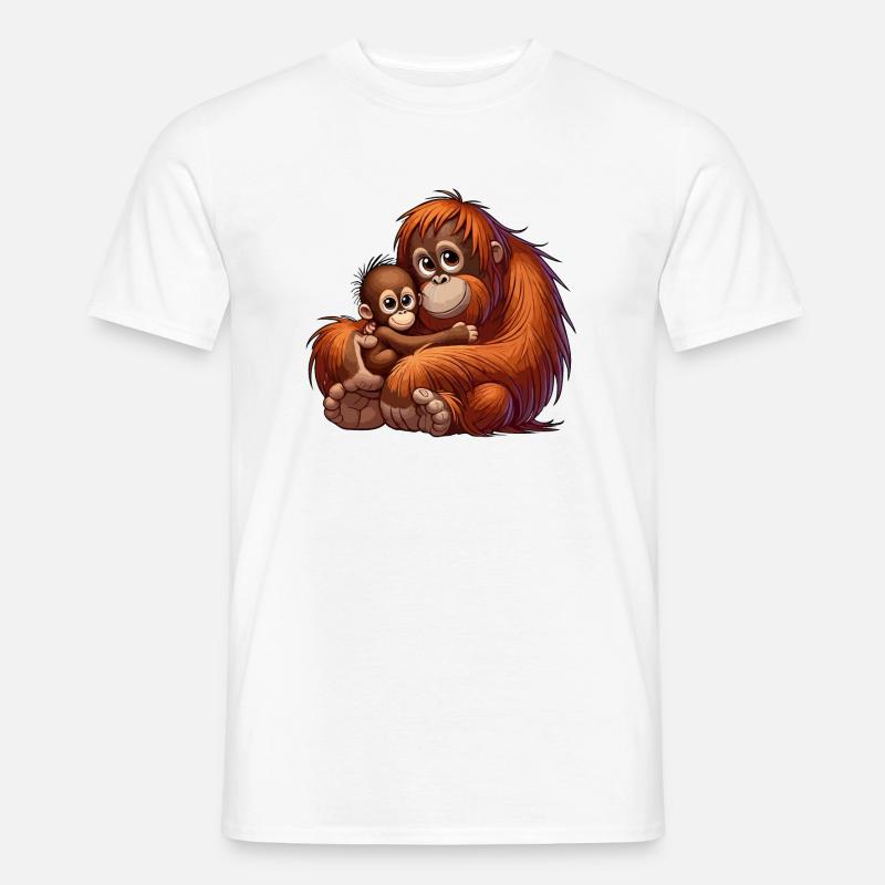 Orang-Utan-Mutter mit Kind - Männer T-Shirt - Weiß