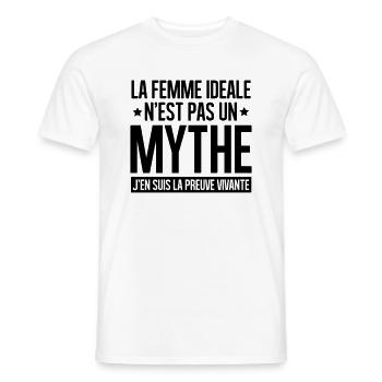 La femme idéale n'est pas un mythe - T-shirt homme - blanc - Devant - AI Model Male 178 dark (178cm)