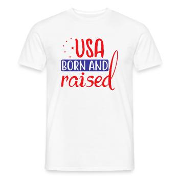 USA Born and Raised - Men's T-Shirt - white - Front - AI Model Male 178 dark (178cm)