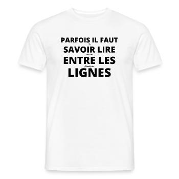 Parfois il faut savoir lire entre les lignes - T-shirt homme - blanc - Devant - AI Model Male 178 dark (178cm)