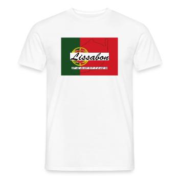 Lissabon - Hauptstadt mit GPS & Flagge - Männer T-Shirt - Weiß - Vorne - AI Model Male 178 dark (178cm)