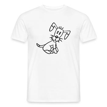 chien assis mignon petit chiot heureux animal de compagnie - T-shirt homme - blanc - Devant - AI Model Male 178 dark (178cm)