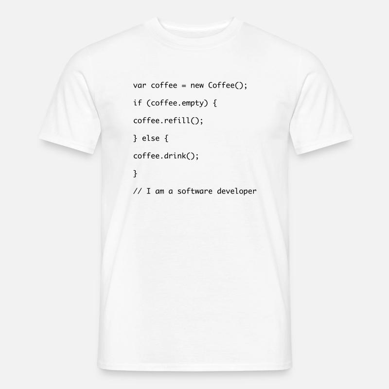 Recharge de café code Javascript - T-shirt homme - blanc