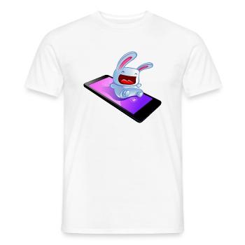 lapin sur son téléphone - T-shirt homme - blanc - Devant - AI Model Male 178 dark (178cm)