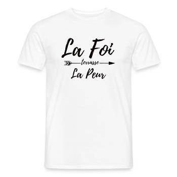 La foi terrasse la peur Cadeau t-shirt message foi - T-shirt homme - blanc - Devant - AI Model Male 178 dark (178cm)