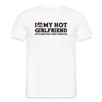 Vintage I Love My Hot Girlfriend - Stay Away - Men's T-Shirt - white - Front - AI Model Male 178 dark (178cm)