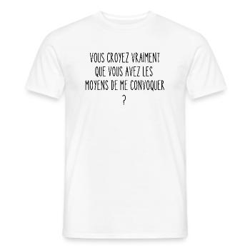 les moyens de me convoquer - T-shirt homme - blanc - Devant - AI Model Male 178 dark (178cm)