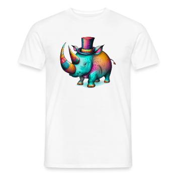 Chilliges Nashorn: Ein stilvolles Nashorn - Männer T-Shirt - Weiß - Vorne - AI Model Male 178 dark (178cm)