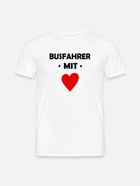 Busfahrer mit Herz - Bus - Omnibus - Männer T-Shirt - Weiß