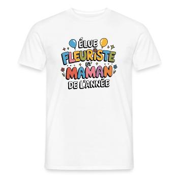 Elu fleuriste et maman de l'année - T-shirt homme - blanc - Devant - AI Model Male 178 dark (178cm)