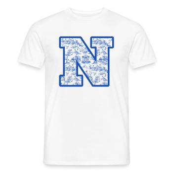 Lettre n chinoiserie bleu - T-shirt homme - blanc - Devant - AI Model Male 178 dark (178cm)