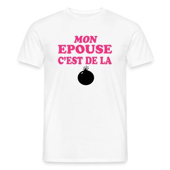 Mon épouse c'est de la bombe 333 - T-shirt homme - blanc - Devant - AI Model Male 178 dark (178cm)