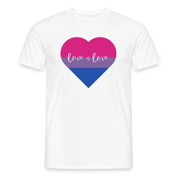 Love is Love - Bisexual - Männer T-Shirt - Weiß - Vorne - AI Model Male 178 dark (178cm)