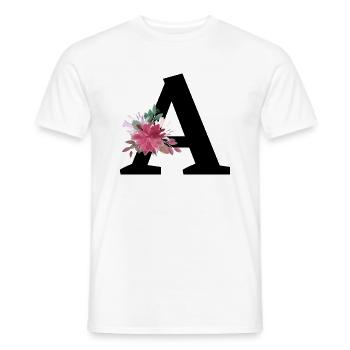 Floral Letter - Men's T-Shirt - white - Front - AI Model Male 178 dark (178cm)