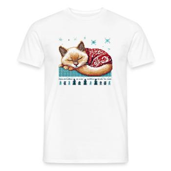 Ugly Christmas Sleeping Cat - Men's T-Shirt - white - Front - AI Model Male 178 dark (178cm)