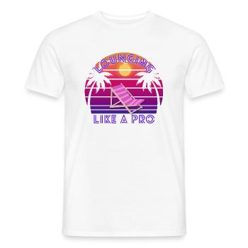 LOUNGING LIKE A PRO - HOLIDAY - FUN - SEA - PALM - Men's T-Shirt - white - Front - AI Model Male 178 dark (178cm)