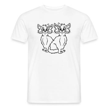 2 Katzen Mädchen Frauen Freundinnen Schleife Team - Männer T-Shirt - Weiß - Vorne - AI Model Male 178 dark (178cm)