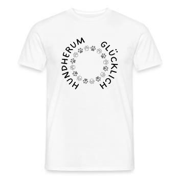 Hundherum glücklich – Design mit Pfoten - Männer T-Shirt - Weiß - Vorne - AI Model Male 178 dark (178cm)