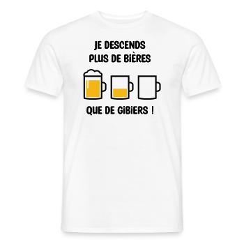 Je descend plus de bières que de gibiers ! - T-shirt homme - blanc - Devant - AI Model Male 178 dark (178cm)