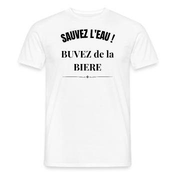Sauvez l'eau Buvez de la Bière - T-shirt homme - blanc - Devant - AI Model Male 178 dark (178cm)