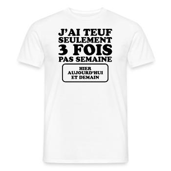 Humour Teuf Fêtard Fêtarde Fête Soirée - T-shirt homme - blanc - Devant - AI Model Male 178 dark (178cm)