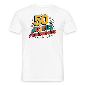 50 ans - Joyeux Anniversaire - T-shirt homme - blanc - Devant - AI Model Male 178 dark (178cm)