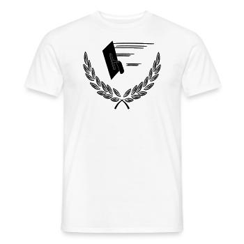 Spachtel-Stuckateur im Lorbeerkranz Stuckateur-Logo - Männer T-Shirt - Weiß - Vorne - AI Model Male 178 dark (178cm)