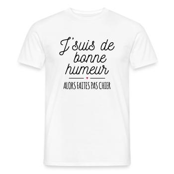 Bonne Humeur - T-shirt homme - blanc - Devant - AI Model Male 178 dark (178cm)