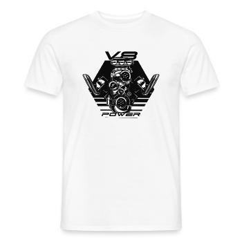 V8 Power Motor Mechanic Muscle Car Car - Men's T-Shirt - white - Front - AI Model Male 178 dark (178cm)