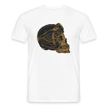 tete de mort crane skull casque motard aile roue - T-shirt homme - blanc - Devant - AI Model Male 178 dark (178cm)