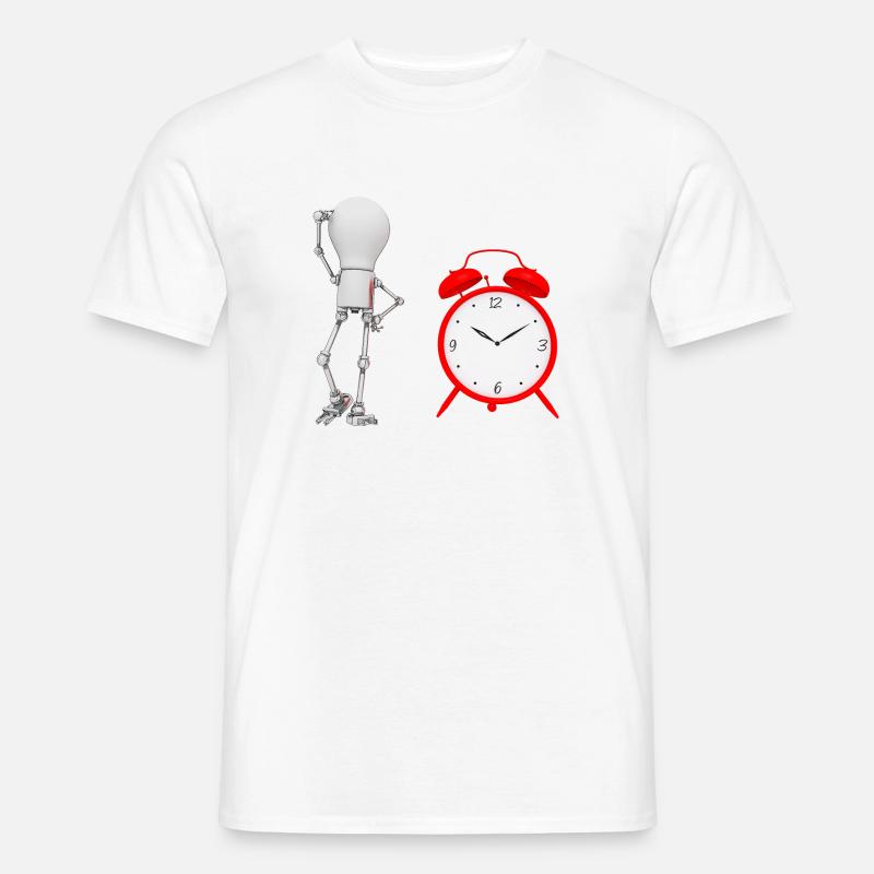 Glühbirnen Figur mit Wecker - Männer T-Shirt - Weiß