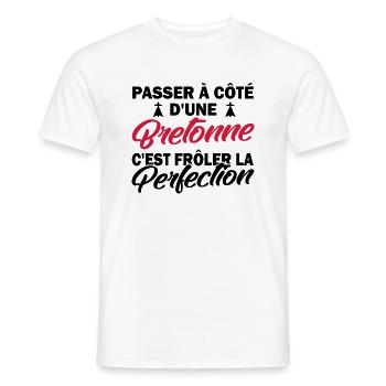 bretonne et perfection / cadeau humour bretonne - T-shirt homme - blanc - Devant - AI Model Male 178 dark (178cm)