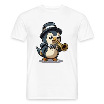 Trompetender Pinguin - Männer T-Shirt - Weiß - Vorne - AI Model Male 178 dark (178cm)