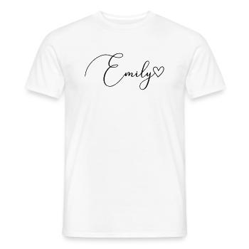 Emily Nom Prénom Fille - T-shirt homme - blanc - Devant - AI Model Male 178 dark (178cm)