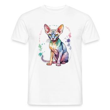 Sphynx Katze Wasserfarben - Männer T-Shirt - Weiß - Vorne - AI Model Male 178 dark (178cm)