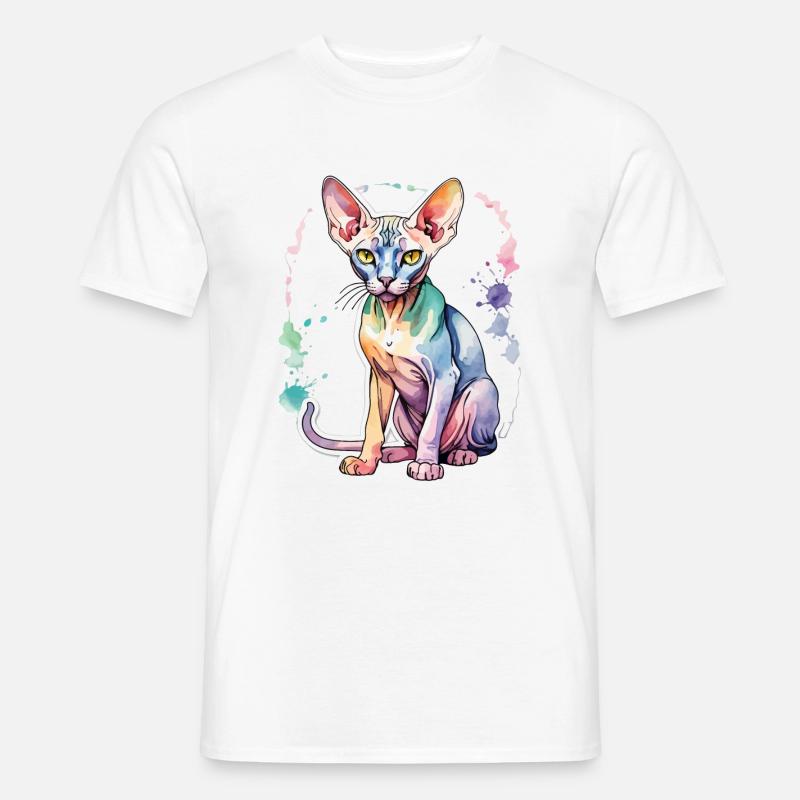 Sphynx Katze Wasserfarben - Männer T-Shirt - Weiß