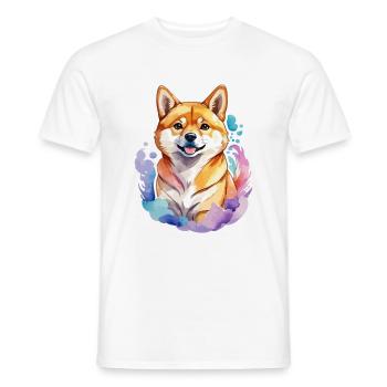 Aquarelles Shiba Inu - T-shirt homme - blanc - Devant - AI Model Male 178 dark (178cm)