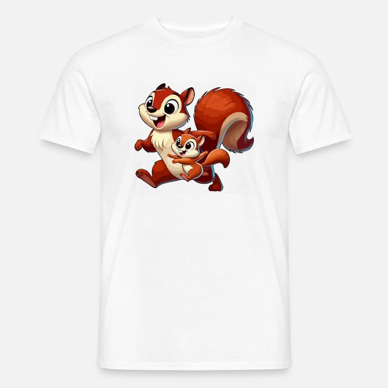 Eichhörnchen-Mutter und Kind beim Herumtollen - Männer T-Shirt - Weiß