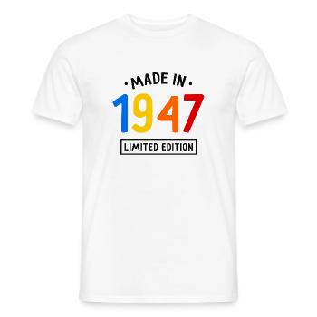 Fabriqué en 1947 - Edition limitée - Année de naissance - T-shirt homme - blanc - Devant - AI Model Male 178 dark (178cm)