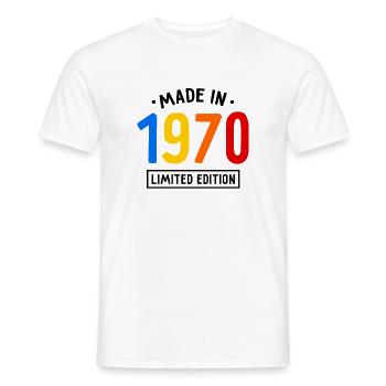 Fabriqué en 1970 - Edition limitée - Année de naissance - T-shirt homme - blanc - Devant - AI Model Male 178 dark (178cm)
