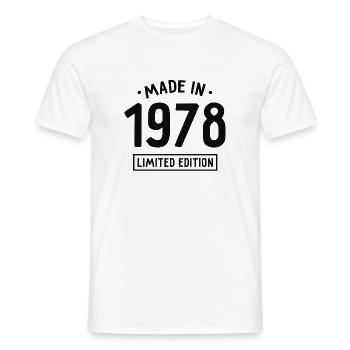 Fabriqué en 1978 - Edition limitée - Année de naissance - T-shirt homme - blanc - Devant - AI Model Male 178 dark (178cm)